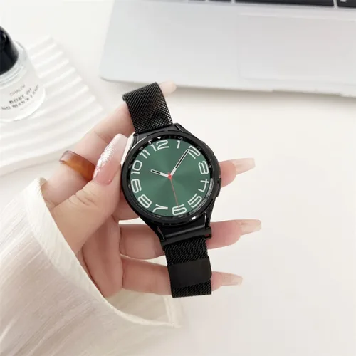 Miniatura 9 de ALMNVO Correa de metal para Galaxy Watch 7/6/FE/5/5 pro/6 Classic/4 Classic, correa magnética de acero inoxidable con un clic sin huecos