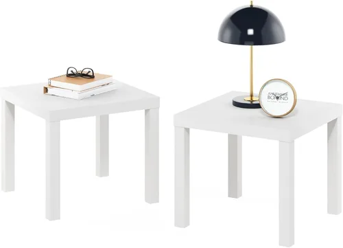 Furinno Classic Homey - Mesa auxiliar cuadrada Parsons (2 unidades), color blanco