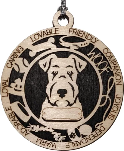 Miniatura 33 de Adorno de Navidad personalizado de madera para perro de 3 pulgadas, nombre y texto personalizables, hecho a mano en Estados Unidos, diseño de corte