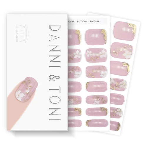 Miniatura 38 de DANNI & TONI Tiras de uñas de gel semicuradas, color rosa champán, ojos de gato, 28 calcomanías de regalo para mujer Aqua Ripple