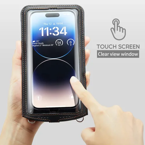 Miniatura 3 de Bolso cruzado pequeño para teléfono celular para mujeres y hombres, mini bolso de hombro de cuero con tarjetero y ranura para collar, cordón