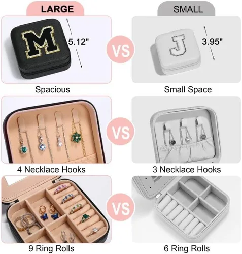 Miniatura 3 de Parima Joyero de viaje para mujeres y niñas, un estuche de joyería de viaje con inicial, estuche de viaje grande para joyas, estuche de viaje grande