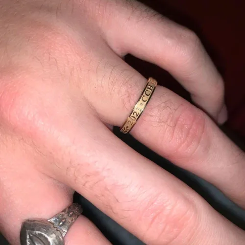 Miniatura 5 de Ssjewel Simple Band School Ring Men Women Custom Graduation Class Band Ring 14K Gold Finish University Class Band Ring Sterling Silver Stackable