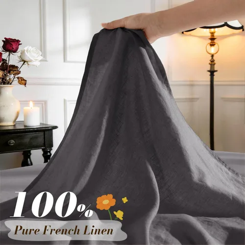 Miniatura 2 de SONORO KATE 100% lino francés puro, sábanas transpirables y duraderas tamaño individual XL, sábanas antidesgarro para cama, lavables a máquina
