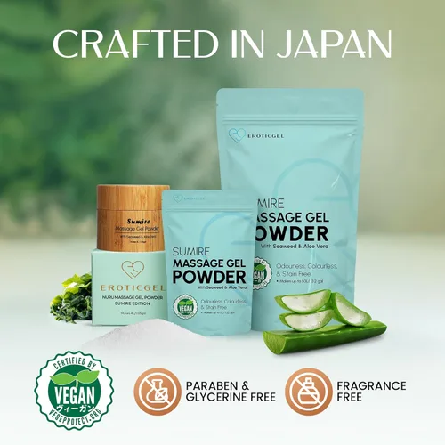 Miniatura 6 de Sumire Edition - Gel de masaje japonés Nuru en polvo, 1.76 oz, algas nori y aloe vera, recarga resellable, fabricado en Japón, vegano, sin