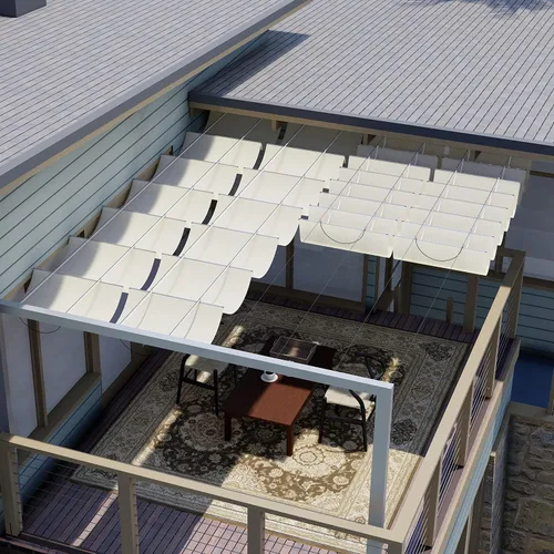 E&K Sunrise - Toldo retráctil para pérgola, cubierta de sombra, toldo colgante de alambre deslizante, tela de sombra de repuesto, pantalla ondulada,