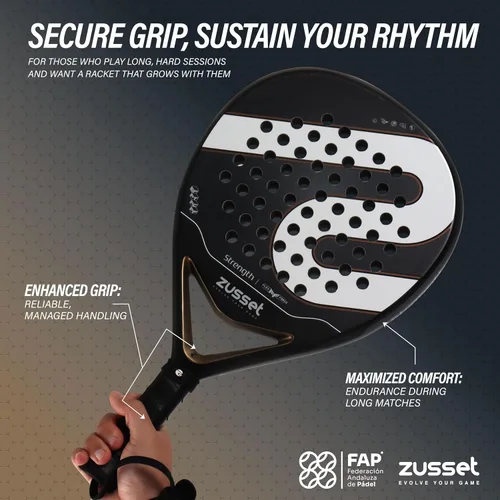 Miniatura 4 de Pala de Padel Strength 2025 Pala de Padel de forma redonda avanzada Balance medio de 12.87 oz para consistencia y precisión Cara de carbono