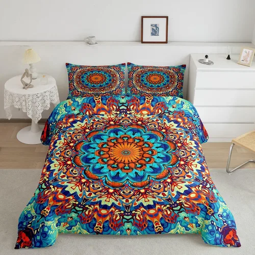 Miniatura 30 de Erosebridal Oriental Bedding - Juego de edredón vintage para cama individual, diseño floral persa, bohemio, tribal, tradicional, estético