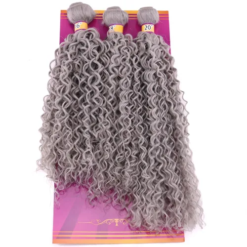 Miniatura 16 de Extensiones de cabello rizado afro rizado, sintético, tejido rápido, extensiones de cabello de fibra de alta temperatura para mujeres, color negro