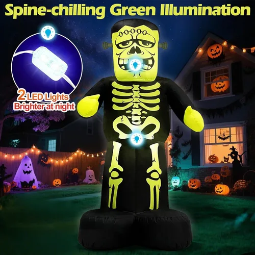 Miniatura 2 de MICOCAH Dragón inflable de Halloween de 8 pies para exteriores con ojos rojos, LED integrados gigantes, decoraciones inflables de Halloween