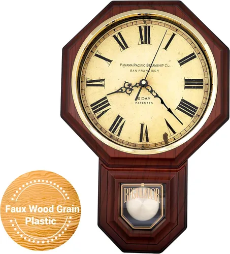 Miniatura 38 de JUSTIME Reloj de pared clásico vintage tradicional de estilo Schoolhouse, con péndulo y melodía Westminter cada hora, relojes de pared con melodía