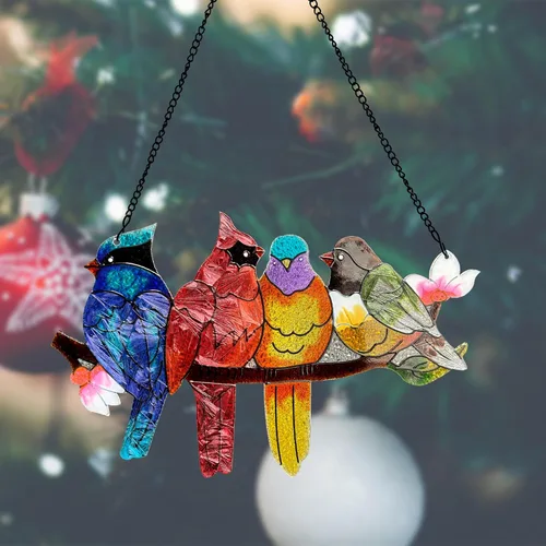 Miniatura 29 de DASTOLL Colgante de vidrio emplomado para ventana, diseño de lirio del valle, mariposa, atrapasol para puertas, hogar, atrapasoles decoración