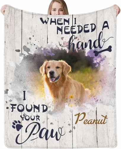 Miniatura 9 de Artsadd Manta conmemorativa personalizada para perros con fotos de perro y nombre, manta conmemorativa personalizada para mascotas, recuerdo