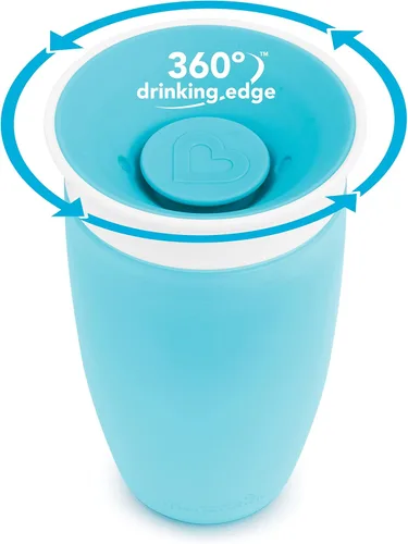 Miniatura 4 de Tazas de sorbo Munchkin para niños pequeños de 1 a 3 años, taza Miracle 360 a prueba de derrames, 295 ml, paquete de 2, verde/azul Azul/Verde