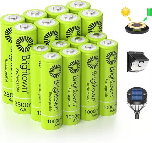 Miniatura 15 de Brightown Paquete de 4 baterías AA recargables – 1000 mAh 1.2 V NiMH batería de alta capacidad – Ideal para luces solares y dispositivos domésticos