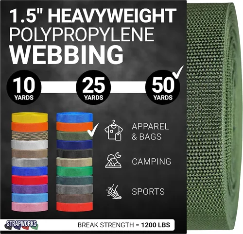 Miniatura 15 de Strapworks Heavyweight Polypropylene Webbing - Heavy Duty Poly Strapping for Outdoor DIY Gear Repair, 1.5 Inches