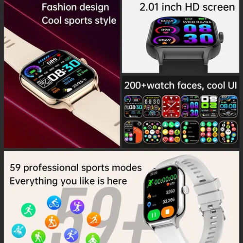 Miniatura 3 de Reloj inteligente para mujeres y hombres (respuesta/hacer llamadas) de 2.01 pulgadas, relojes inteligentes para teléfonos iOS y Android, reloj