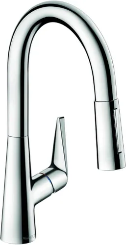 Miniatura 9 de hansgrohe Talis S 72813341 - Grifo de cocina de arco alto, grifo para fregadero de cocina, cabezal rociador de acoplamiento magnético, cromo negro