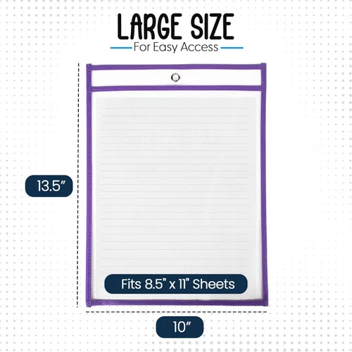 Miniatura 2 de Essex Wares - Paquete de 6 protectores surtidos de documentos de bolsillo de borrado en seco, 10 pulgadas de ancho x 13.5 pulgadas de alto, fundas