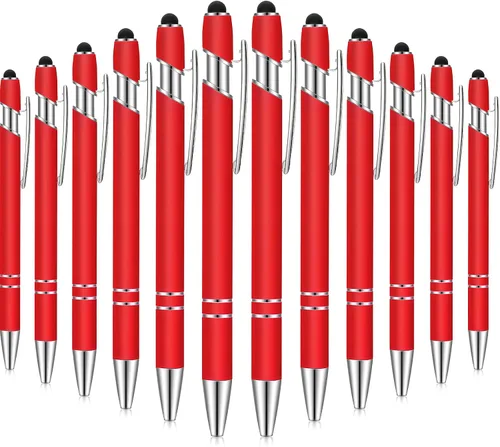 Miniatura 12 de Tenare 12 piezas 2 en 1 bolígrafo de metal con punta de lápiz capacitivo, bolígrafo de 1,0 mm de tinta negra para pantallas táctiles (color surtido)