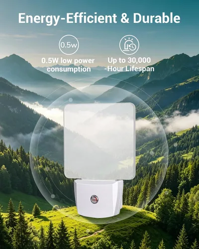 Miniatura 5 de DEWENWILS Luces nocturnas que se enchufan a la pared, luces LED de noche con sensor de atardecer a amanecer, luz nocturna blanca fría para baño