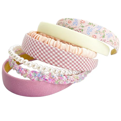 Miniatura 7 de 7 diademas de moda diferentes para mujer, diademas de flores antideslizantes, lindas diademas de perlas para niñas, diadema ancha vintage para Azul