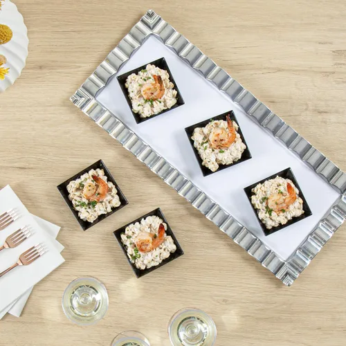 Miniatura 6 de Restaurantware Mini platos de degustación de 2.5 x 2.5 pulgadas, 100 platos cuadrados desechables de plástico, platos de plástico negro duraderos
