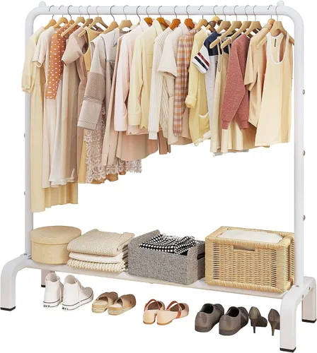 Miniatura 9 de JIUYOTREE Perchero de ropa estándar con estantes de almacenamiento, organizador de ropa para colgar ropa, abrigo, chaqueta, camisa, suéter, jeans