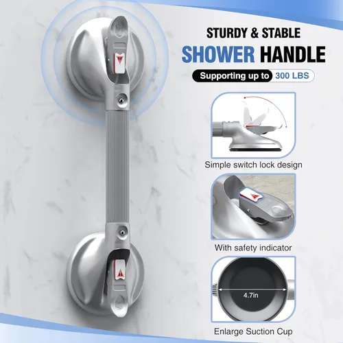 Miniatura 3 de DAILYLIFE Barras de agarre para bañeras y duchas, asas de ducha de 17 pulgadas con ventosa para ancianos, barra de agarre de seguridad para ducha
