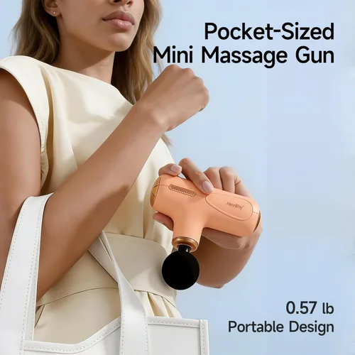 Miniatura 2 de HEYCHY Súper mini pistola de masaje de tejido profundo, masajeador muscular de percusión de tamaño bolsillo con 4 cabezas para hombres, mujeres