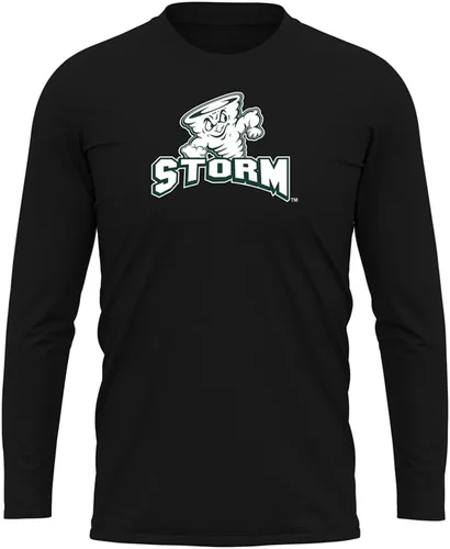 Miniatura 137 de Camisa deportiva de manga larga oficial de la NCAA Collegiate para hombre, colección negra con logotipo primario