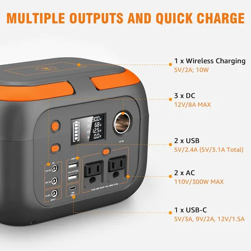 Miniatura 6 de Estación de energía portátil de 300 W 260 Wh Generadores solares al aire libre Paquete de batería de litio móvil Salida de 110 V Banco de energía