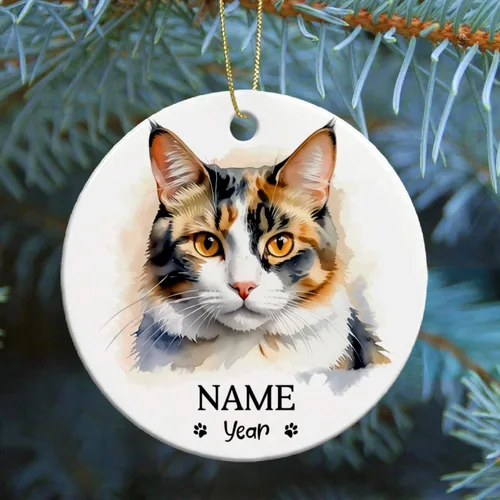 Miniatura 3 de Adornos de Navidad abisinios 2026, adorno de cerámica con nombre personalizado de gato, regalo de gato abisinio para hombres y mujeres, amantes