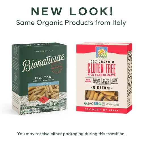 Miniatura 3 de Bionaturae Rigatoni Pasta de fideos – Pasta Rigatoni sin gluten orgánica, pasta de arroz y lentejas, kosher, alta en proteínas, sin OMG, pasta