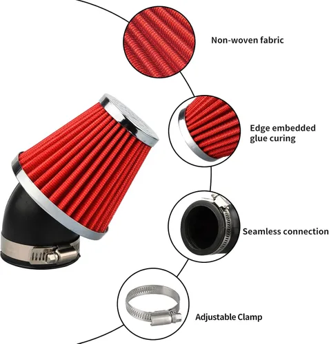 Miniatura 5 de Nibbi Filtro de aire para motocicleta, filtro de aire de 42 mm para moto de cross, mini moto, moto Pit, motocross, GY6, ATV
