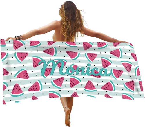 Miniatura 10 de Toalla de playa personalizada de frutas de verano, toallas de playa personalizadas para playa, baño, piscina, manta de sol para niños y adultos