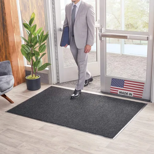 Miniatura 16 de Consolidated Plastics Tapete para secar con cepillo - Hecho en EE. UU., alfombra resistente para puerta comercial para entradas de Marrón