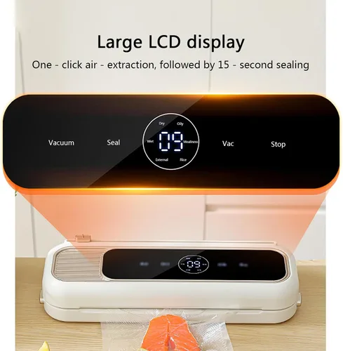 Miniatura 3 de Sellador automático al vacío con cortador integrado, potente succión para conservación de alimentos, sella alimentos secos y húmedos, carne y más
