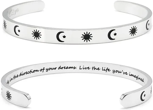 Miniatura 27 de Dczosily Pulseras inspiradoras para mujer, de acero inoxidable, pulseras motivacionales, regalos personalizados para mejores amigas