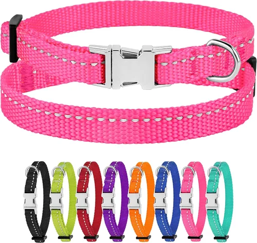 Miniatura 51 de CollarDirect Collar reflectante para perro o cachorro pequeño, mediano y grande con hebilla de liberación rápida, para machos y hembras, nailon Rojo