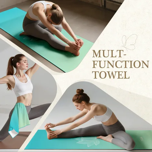 Miniatura 5 de Toalla de yoga con bolsillos en las esquinas, antideslizante, toalla de yoga caliente de 24 x 72 pulgadas para yoga caliente, pilates, fitness