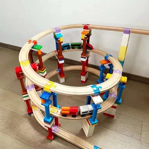 Miniatura 4 de Accesorios de madera para rieles de tren, 16 piezas de conectores de madera para riel, compatibles con todas las marcas principales, regalo