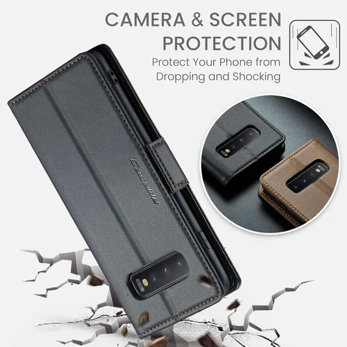 Miniatura 6 de Funda tipo cartera para Samsung Galaxy S10+ Plus, con función atril magnético, de piel, con ranuras para tarjetas de crédito y tarjetas de crédito