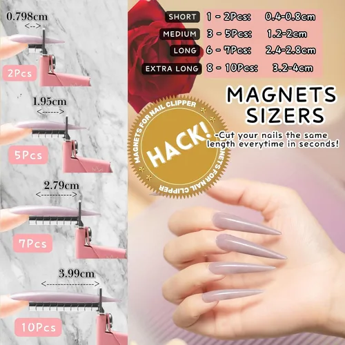 Miniatura 3 de Yaya - Cortaúñas postizas acrílicas con imanes, cortadores de uñas para puntas de uñas, cortador de puntas de uñas con medición de longitud