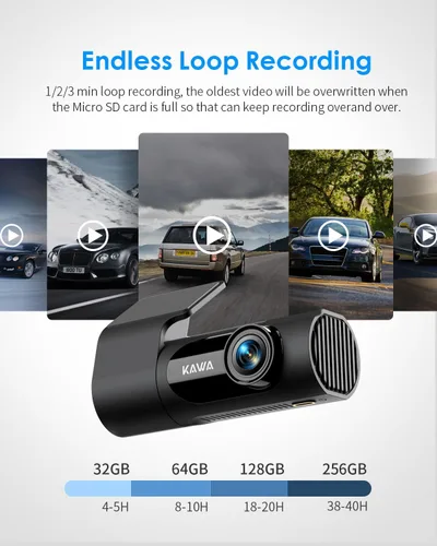 Miniatura 6 de KAWA Dash Cam 2K, cámara WiFi para tablero de automóviles 1440P con control de voz manos libres, visión nocturna, mini cámara frontal oculta