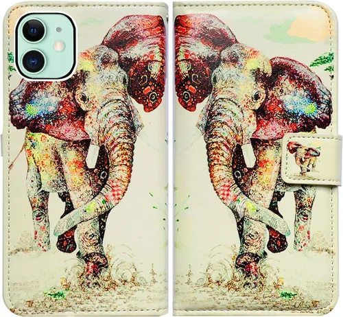 Miniatura 14 de Bcov Funda para iPhone 13 Mini, diseño de pájaro negro de cuero verde con tapa para teléfono con ranura para tarjetas, soporte para iPhone 13 Mini