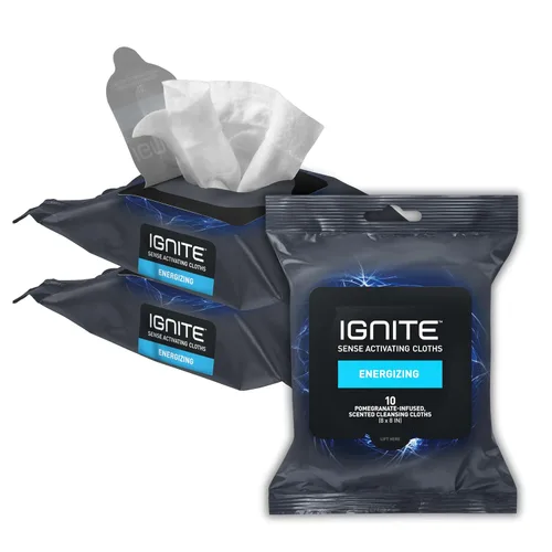 Miniatura 10 de Ignite - Toallitas húmedas para hombre, extra gruesas de 8 x 8 pulgadas, aroma estimulante, 10 unidades (paquete de 3)