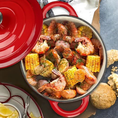 Miniatura 2 de Horno holandés de hierro fundido esmaltado, olla de cocción resistente de 4.5 cuartos de galón con tapa, apta para horno hasta 500 ° F para hornear