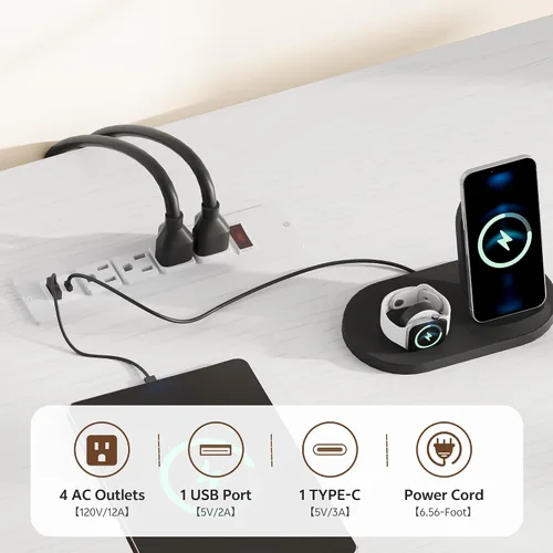 Miniatura 5 de Escritorio eléctrico en forma de L de 47 pulgadas con 3 cajones, mesa de computadora de almacenamiento, altura ajustable con tomas de corriente, 4