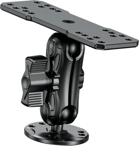 Miniatura 9 de VAZESWIN Soporte de buscador de peces de aleación de aluminio con placa rectangular de bola de tamaño B de 1 pulgada y base redonda, brazo mediano